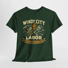 Dark Slate Gray Windy City Labor Chicago Industrial District T-Shirt – Vintage Worker Tools Graphic Tee