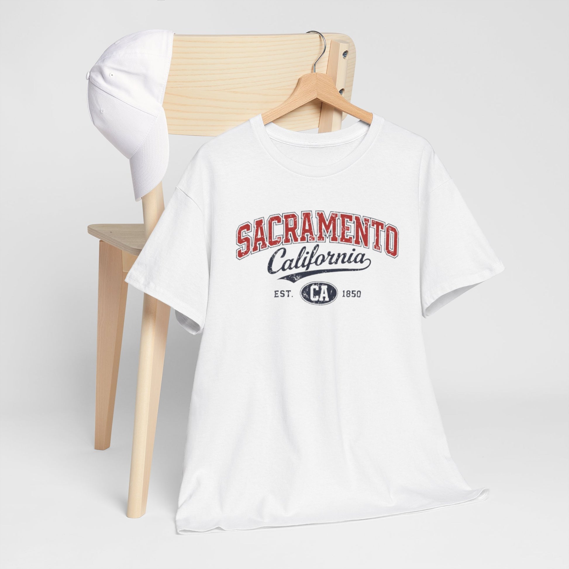 Lavender Sacramento California Vintage Tee — Retro City College Shirt