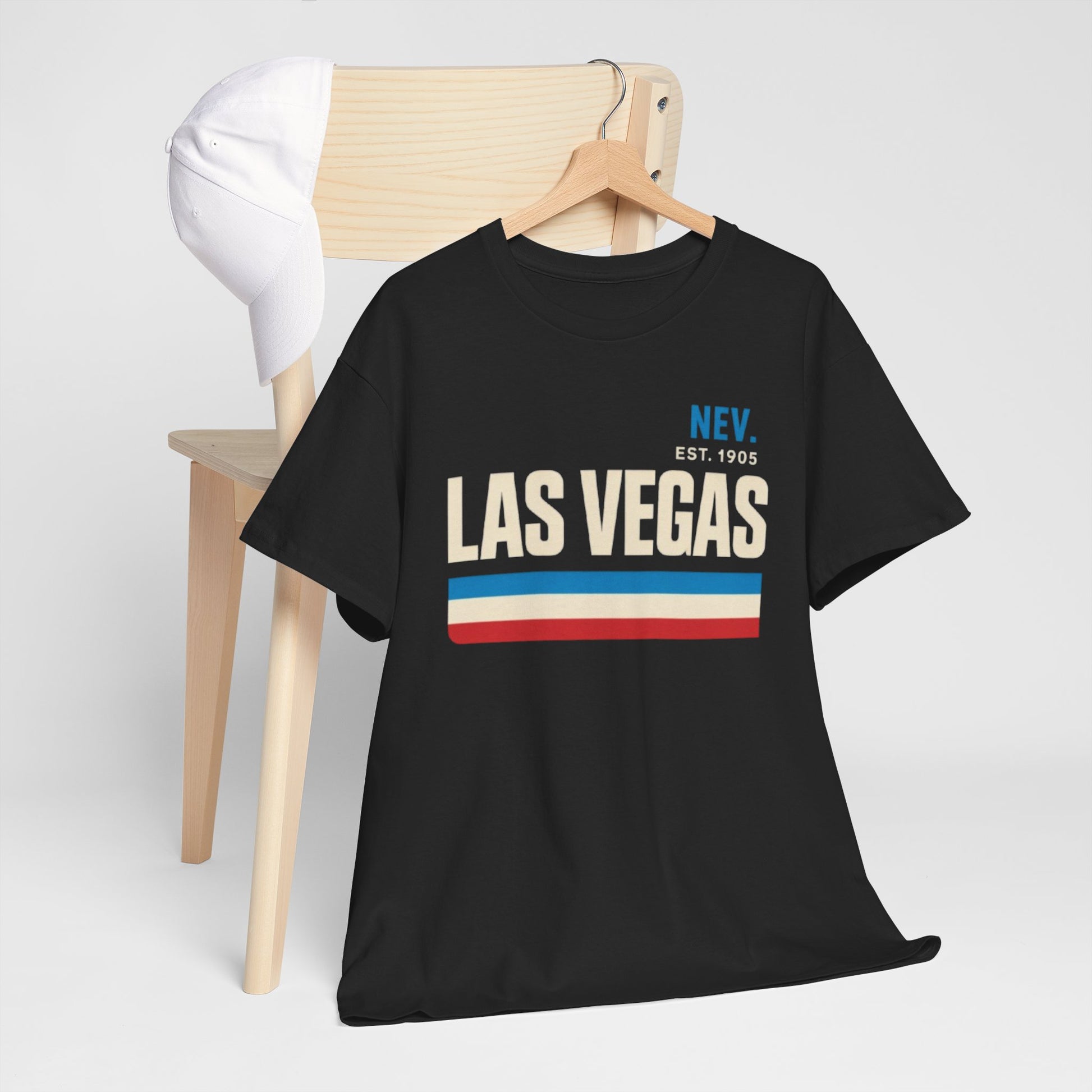 Dark Slate Gray Las Vegas Vintage Stripe Tee — Nev. EST. 1905 Retro City T‑Shirt