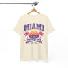 White Smoke Miami Ocean Drive Est. 305 Graphic T-Shirt – Retro Sunset Beach Streetwear Tee