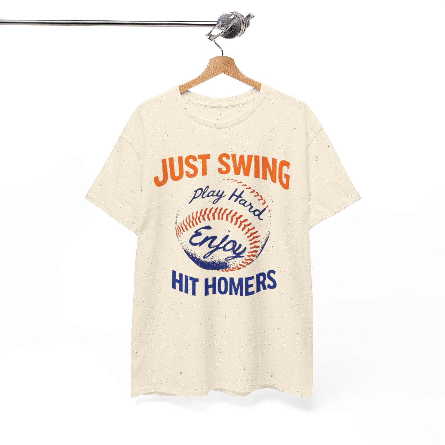 White Smoke New York Baseball T-Shirt — "Just Swing, Play Hard, Enjoy, Hit Homers" Graphic Tee