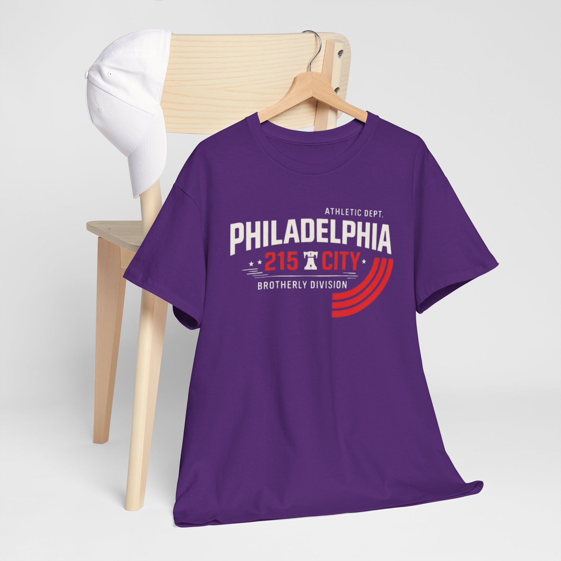 Lavender Philadelphia 215 City Athletic Tee — Retro Brotherly Division Graphic Shirt