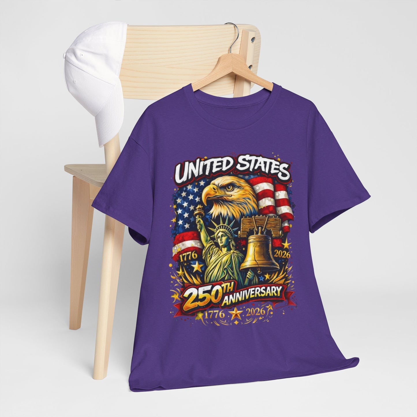 Lavender United States 250th Anniversary Streetwear T-Shirt – Patriotic Urban Graphic Tee