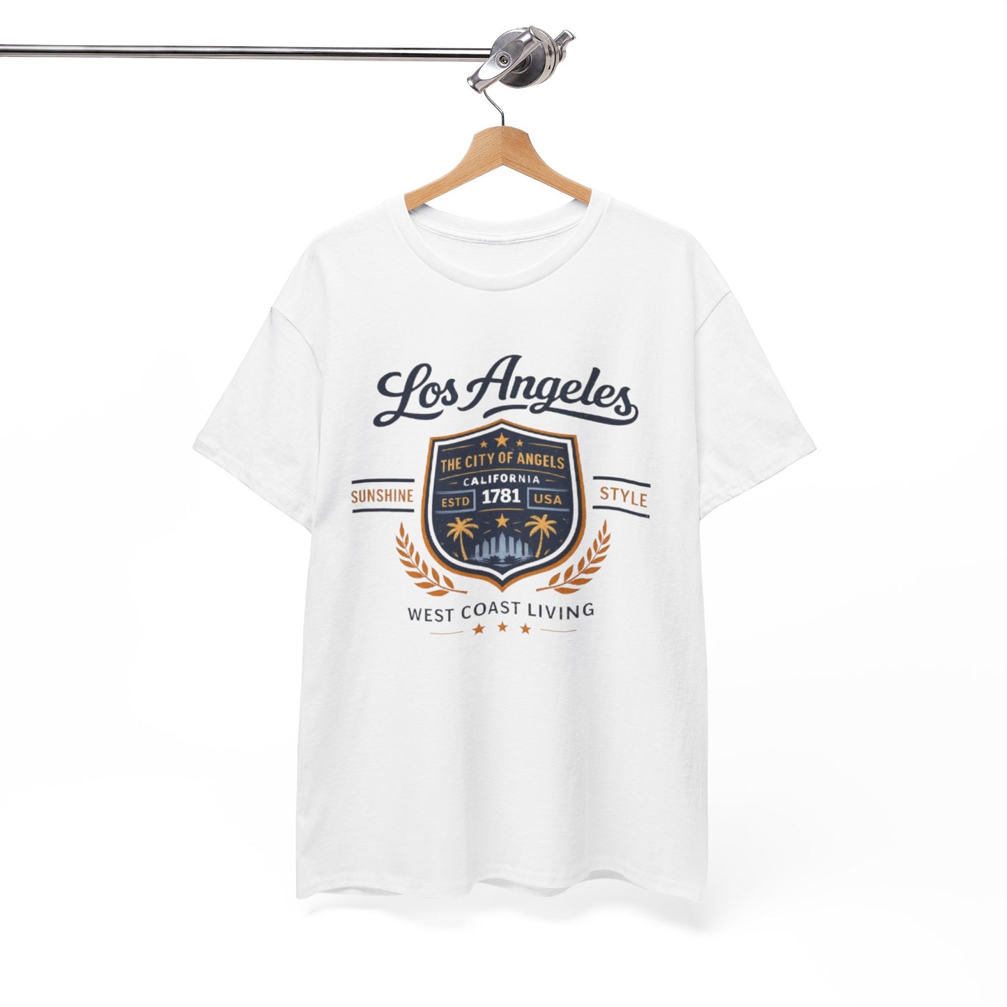 White Smoke Los Angeles Vintage Crest Streetwear T-Shirt – City of Angels West Coast Style