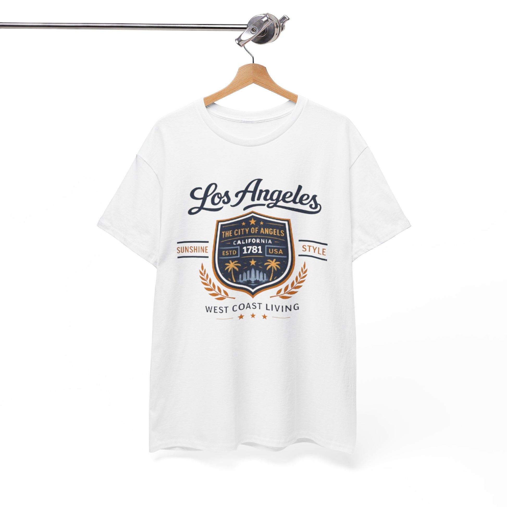 White Smoke Los Angeles Vintage Crest Streetwear T-Shirt – City of Angels West Coast Style