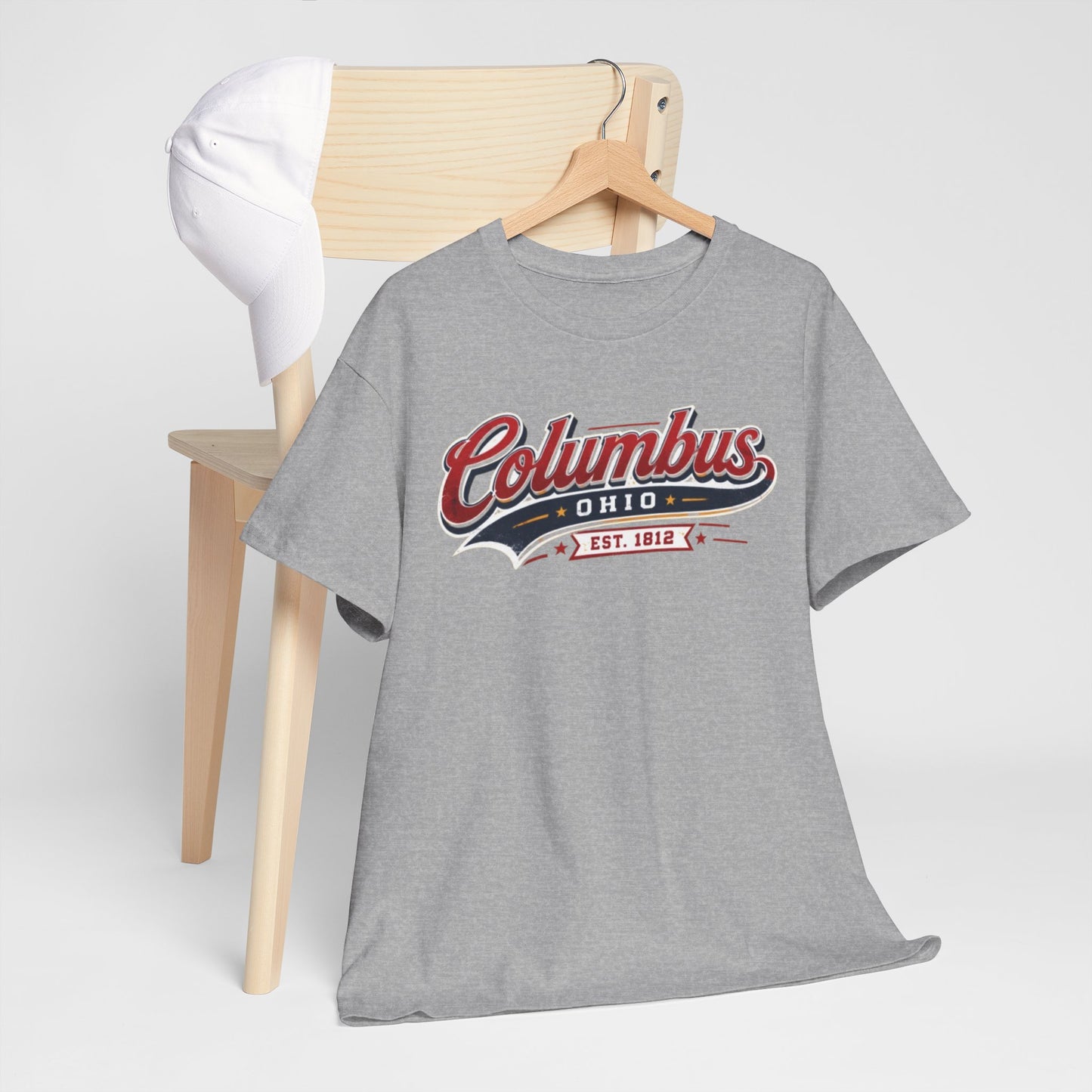 Dark Gray Columbus Ohio Vintage Script Tee — Established 1812 City  T-Shirt