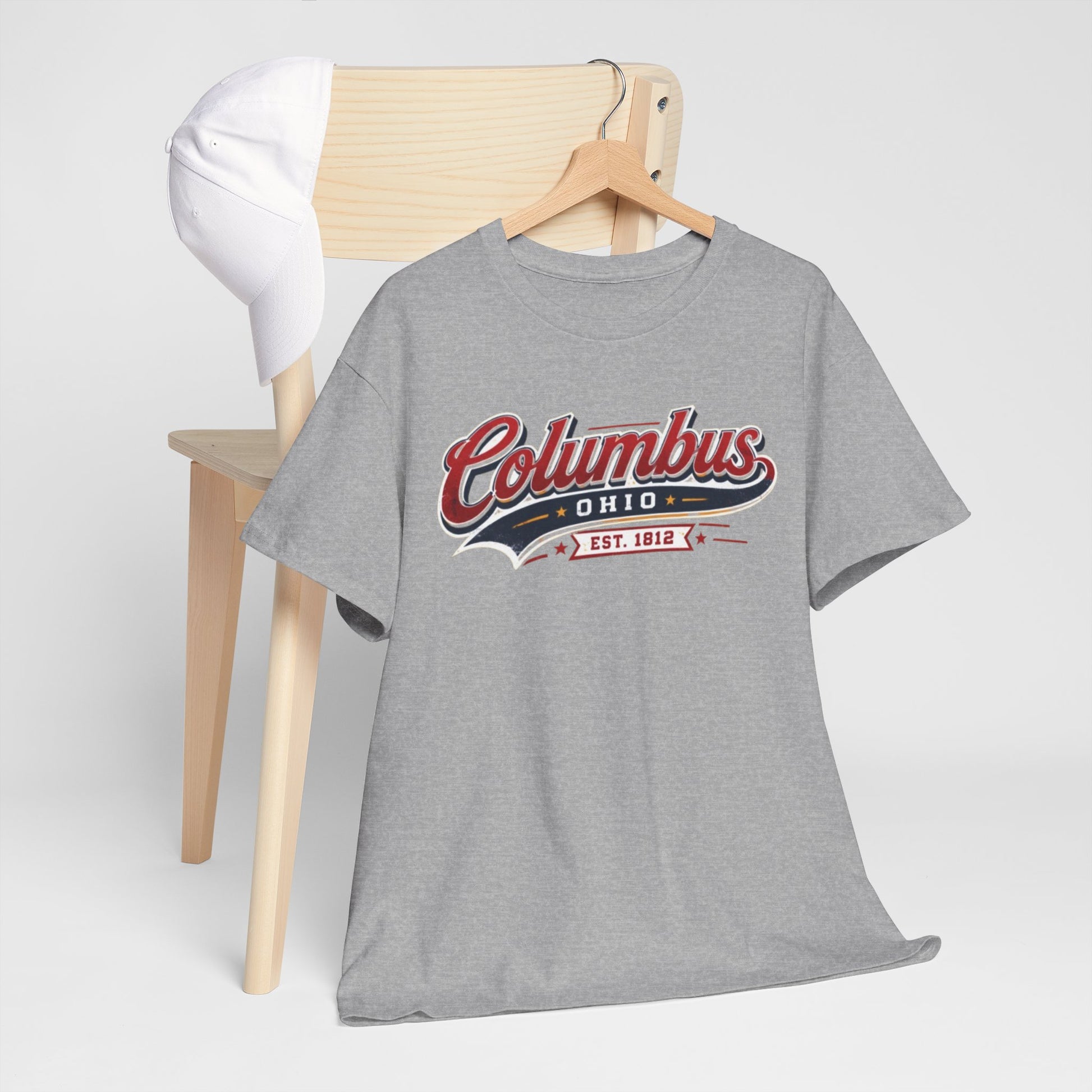 Dark Gray Columbus Ohio Vintage Script Tee — Established 1812 City  T-Shirt