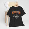 Dark Slate Gray Austin Texas TX Shield Graphic Tee — Vintage College-Style City T-Shirt