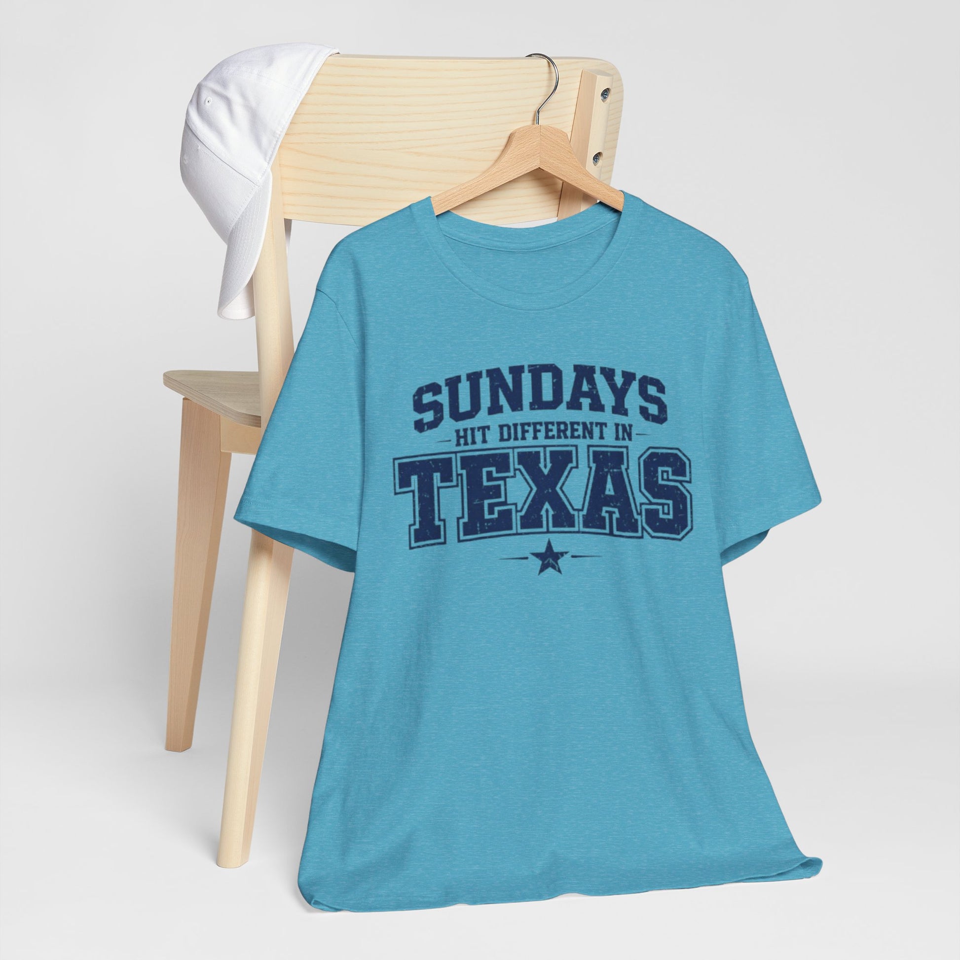 Cadet Blue Texas Football Shirt – Sundays Hit Different in Texas Dallas Game Day T Shirt