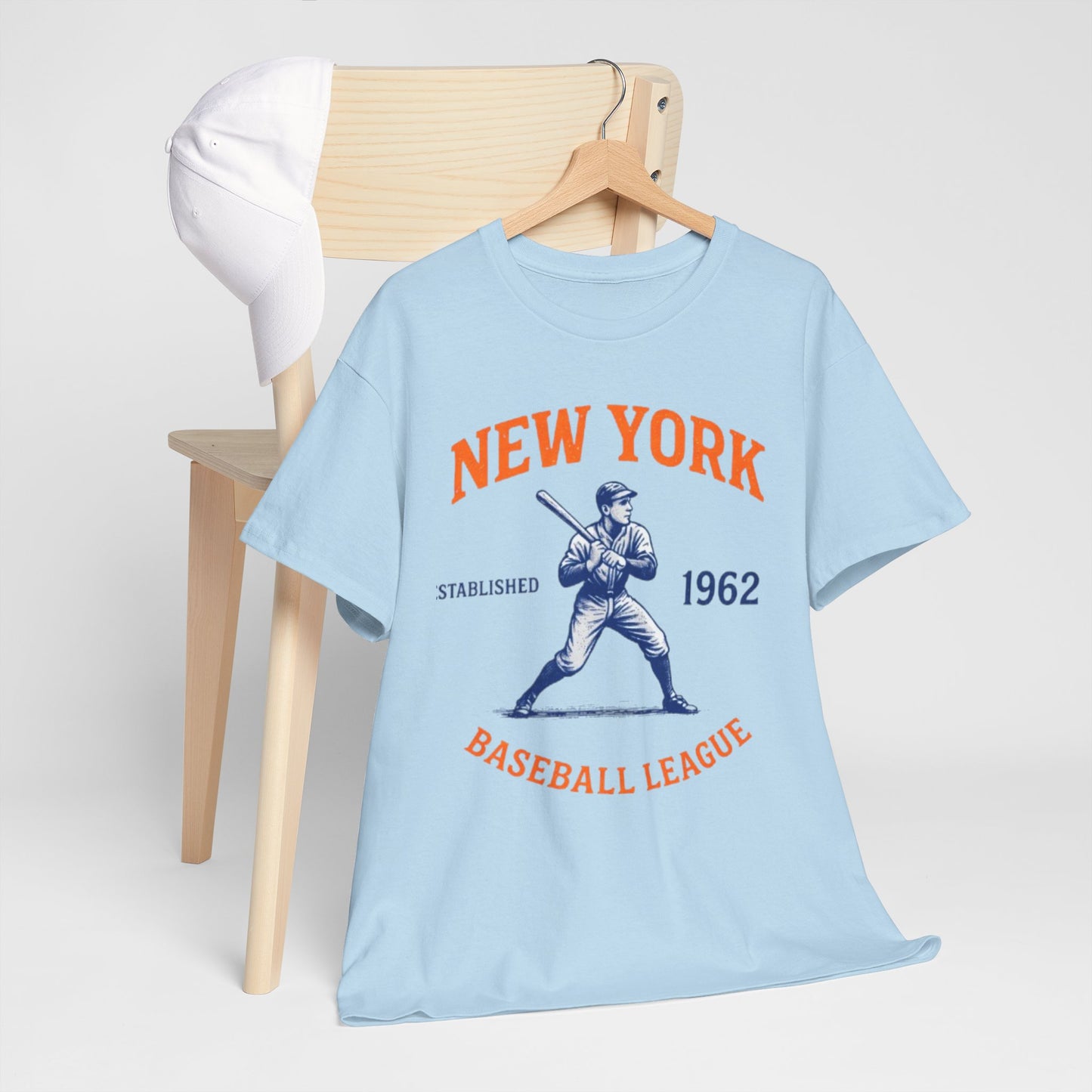 Light Blue New York Baseball League T-Shirt – Vintage Athletic Streetwear Tee