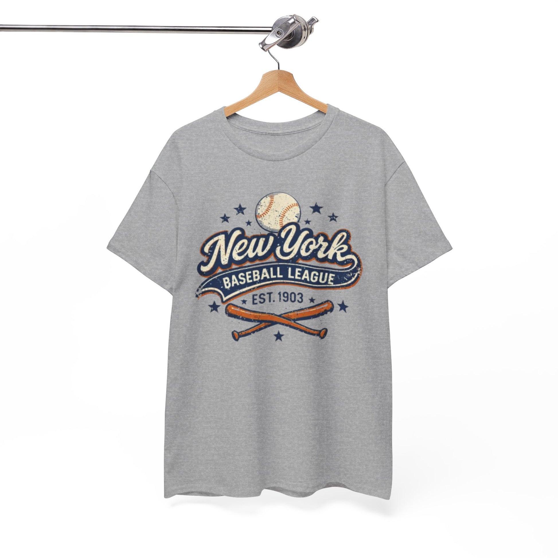 White Smoke New York Baseball League Tee — Vintage 'Est. 1903' Baseball Graphic Shirt