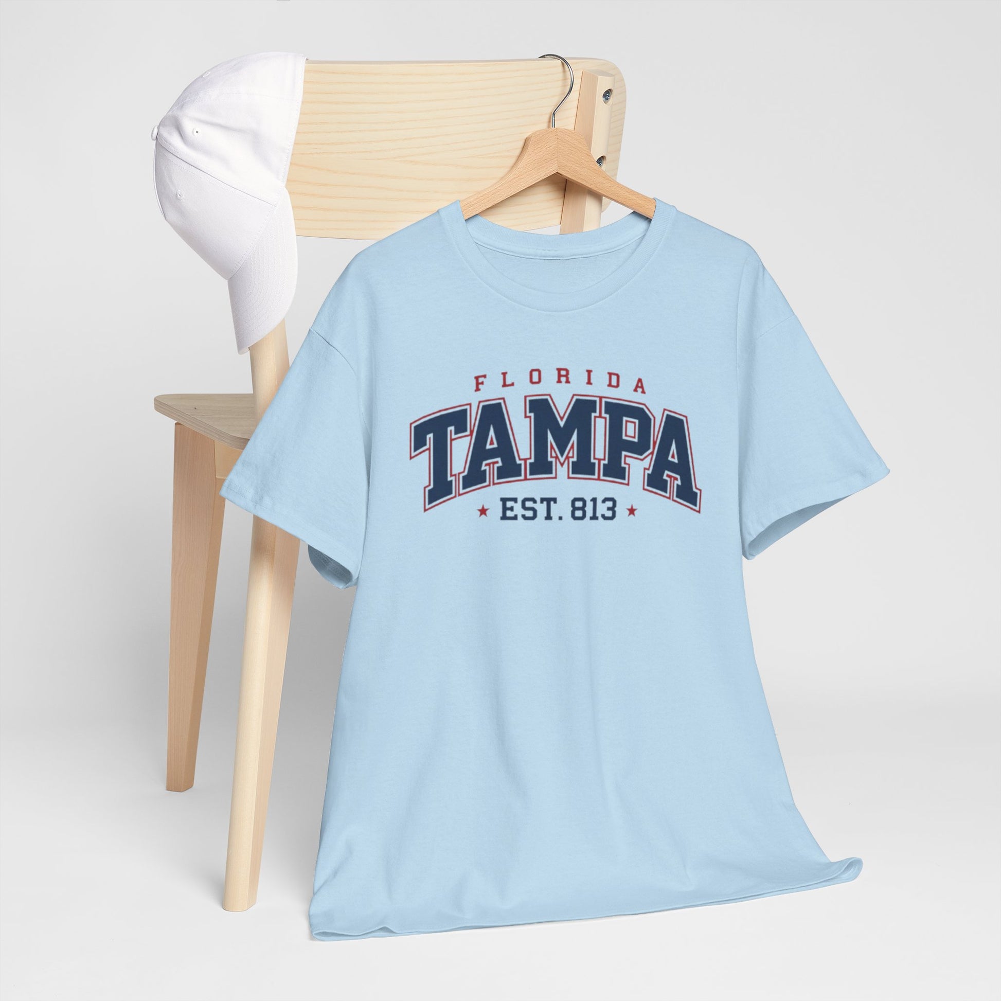 Light Blue Tampa Florida Vintage College Tee – EST. 813 City Shirt