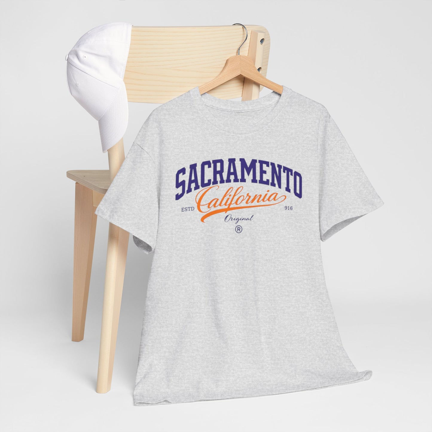 Light Gray Sacramento California Vintage Script T-Shirt — Retro City Tee