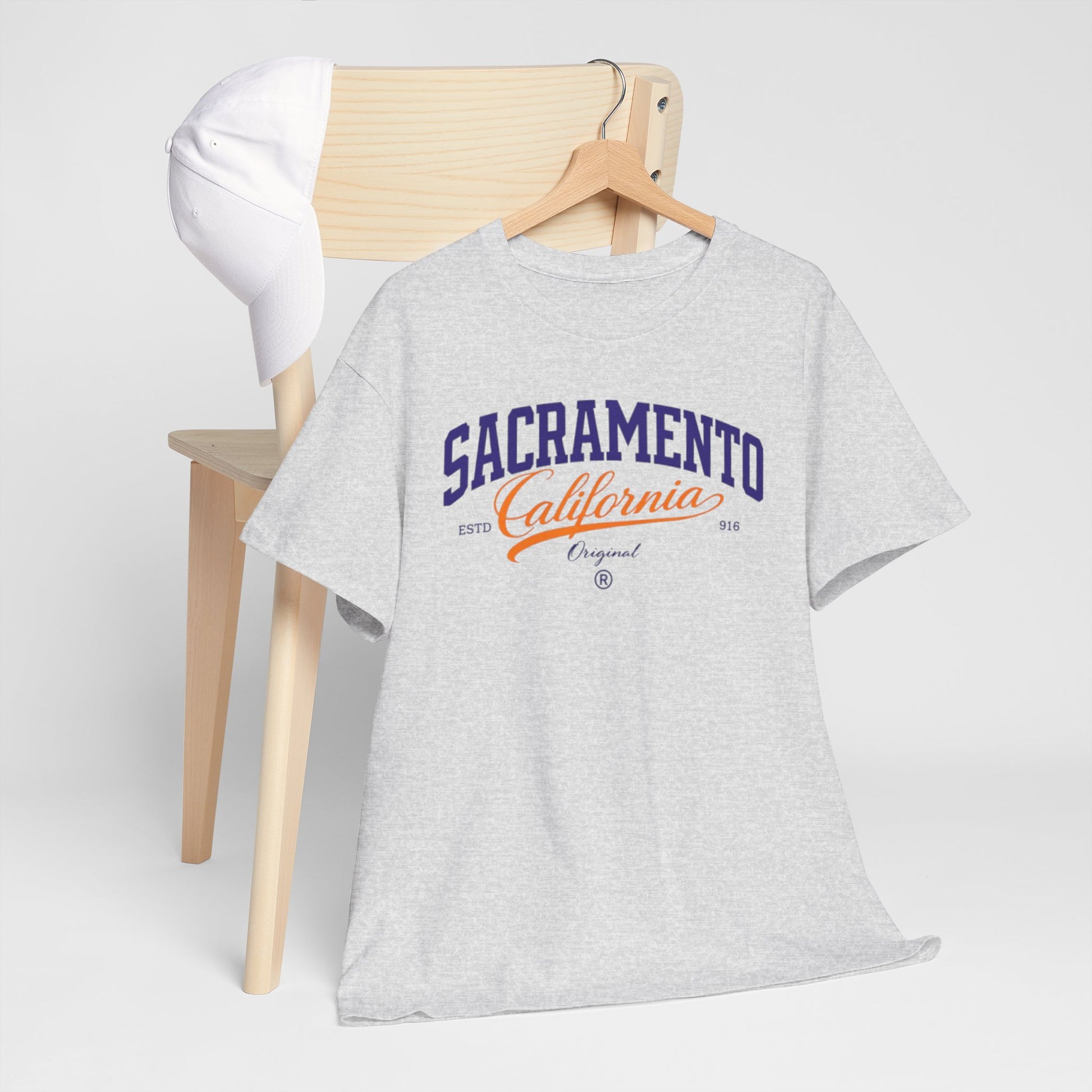Light Gray Sacramento California Vintage Script T-Shirt — Retro City Tee