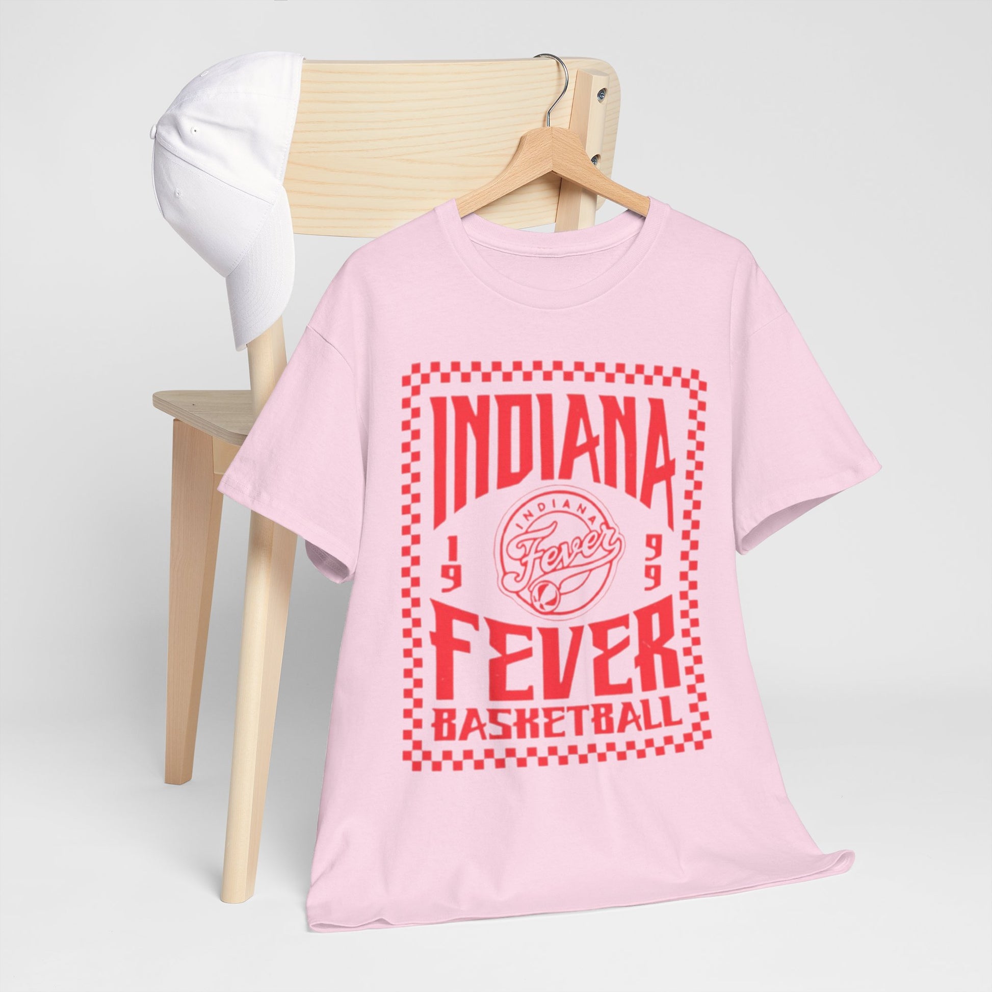 Lavender Indiana Fever Basketball Tee — Retro Red Checkerboard Team Shirt