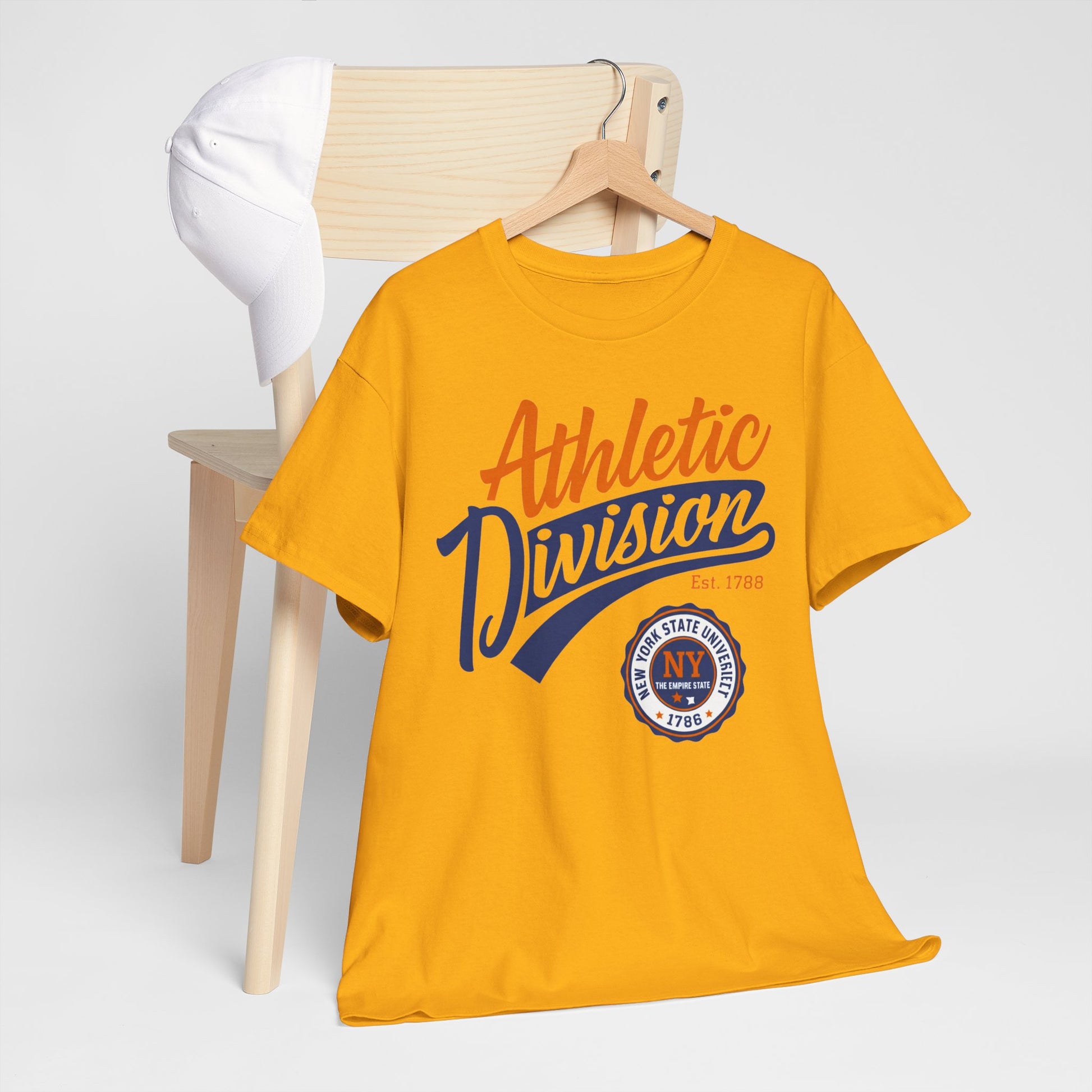 Goldenrod New York Athletic Division Tee — Vintage Sports Graphic T‑Shirt ("Athletic Division")