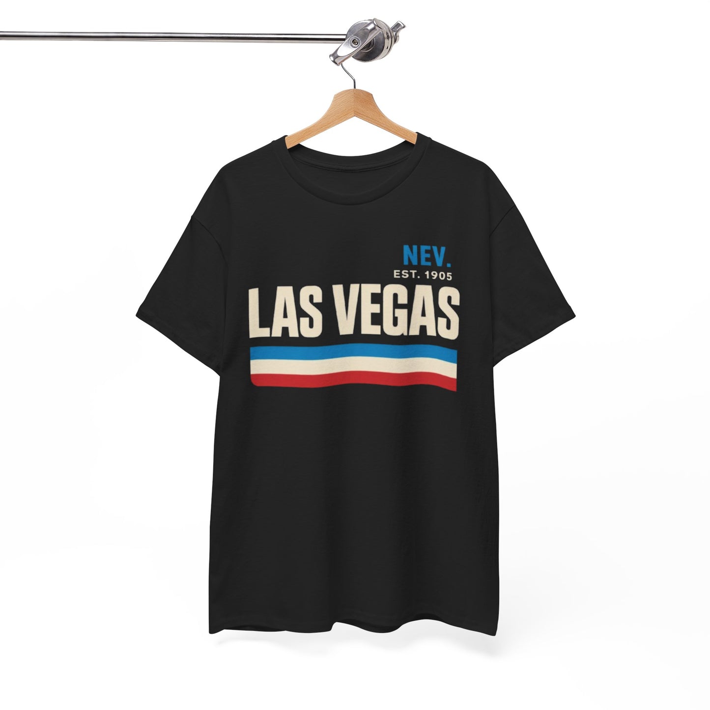 White Smoke Las Vegas Vintage Stripe Tee — Nev. EST. 1905 Retro City T‑Shirt