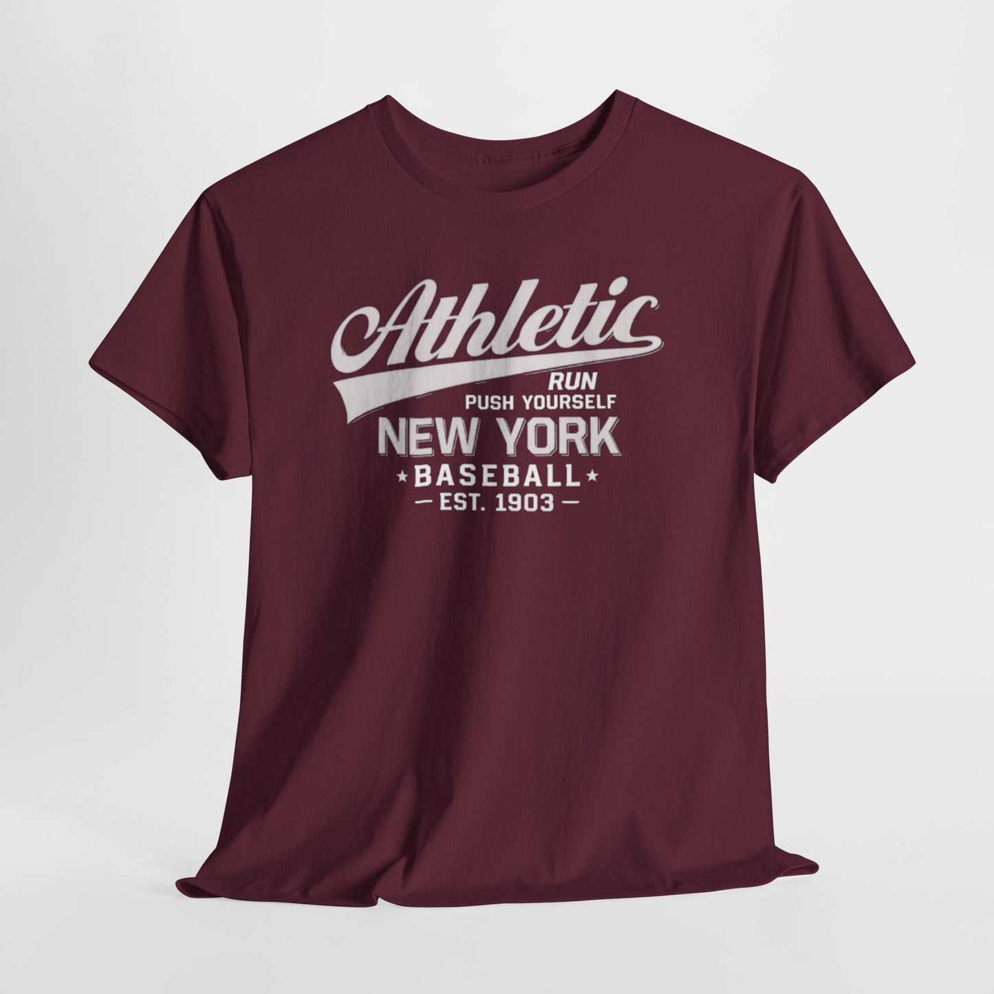 Athletic New York Baseball Tee — 'Athletic: Run, Push Yourself' Vintage Sport T-Shirt