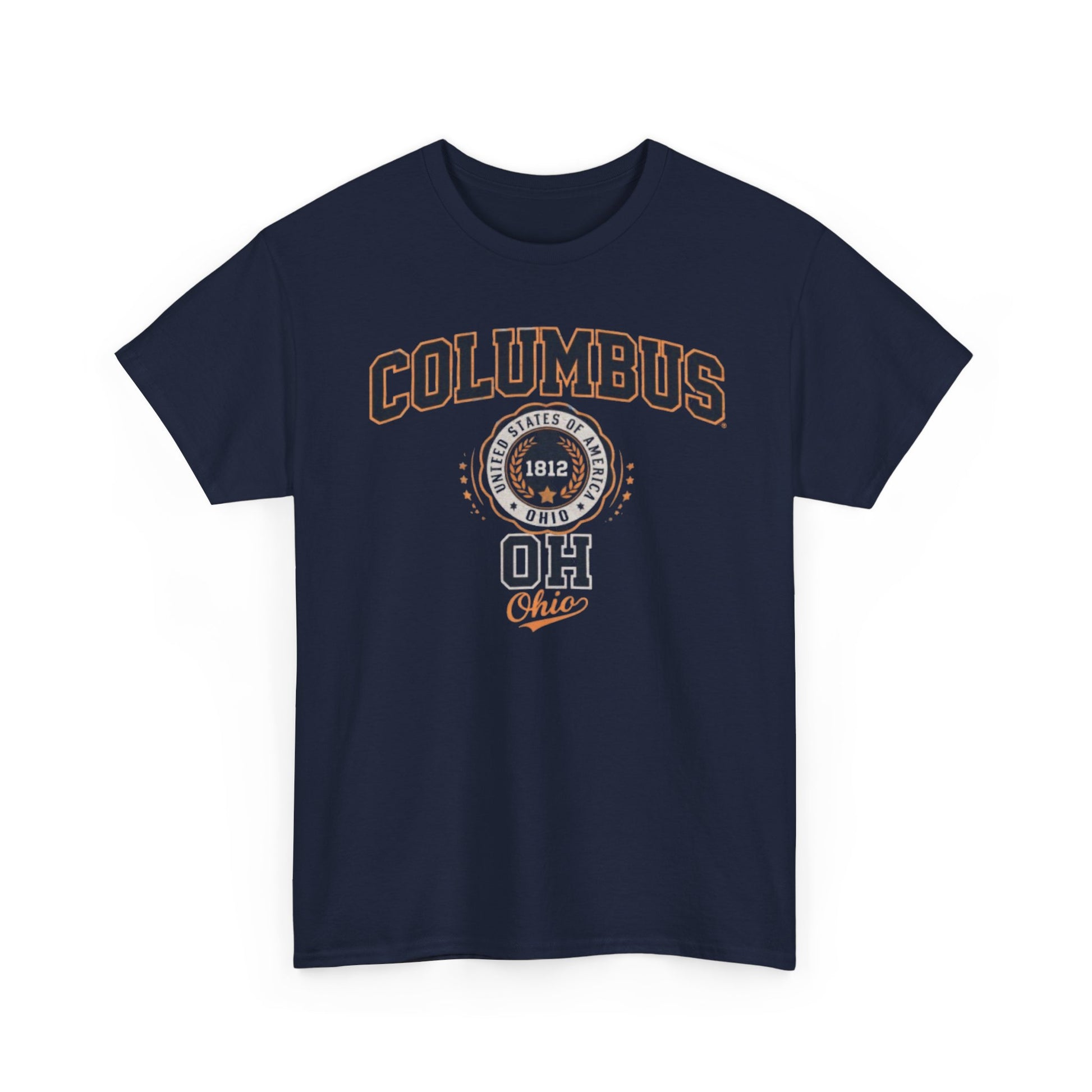 Dark Slate Gray Columbus Ohio Seal T-Shirt — Retro City Skyline Tee