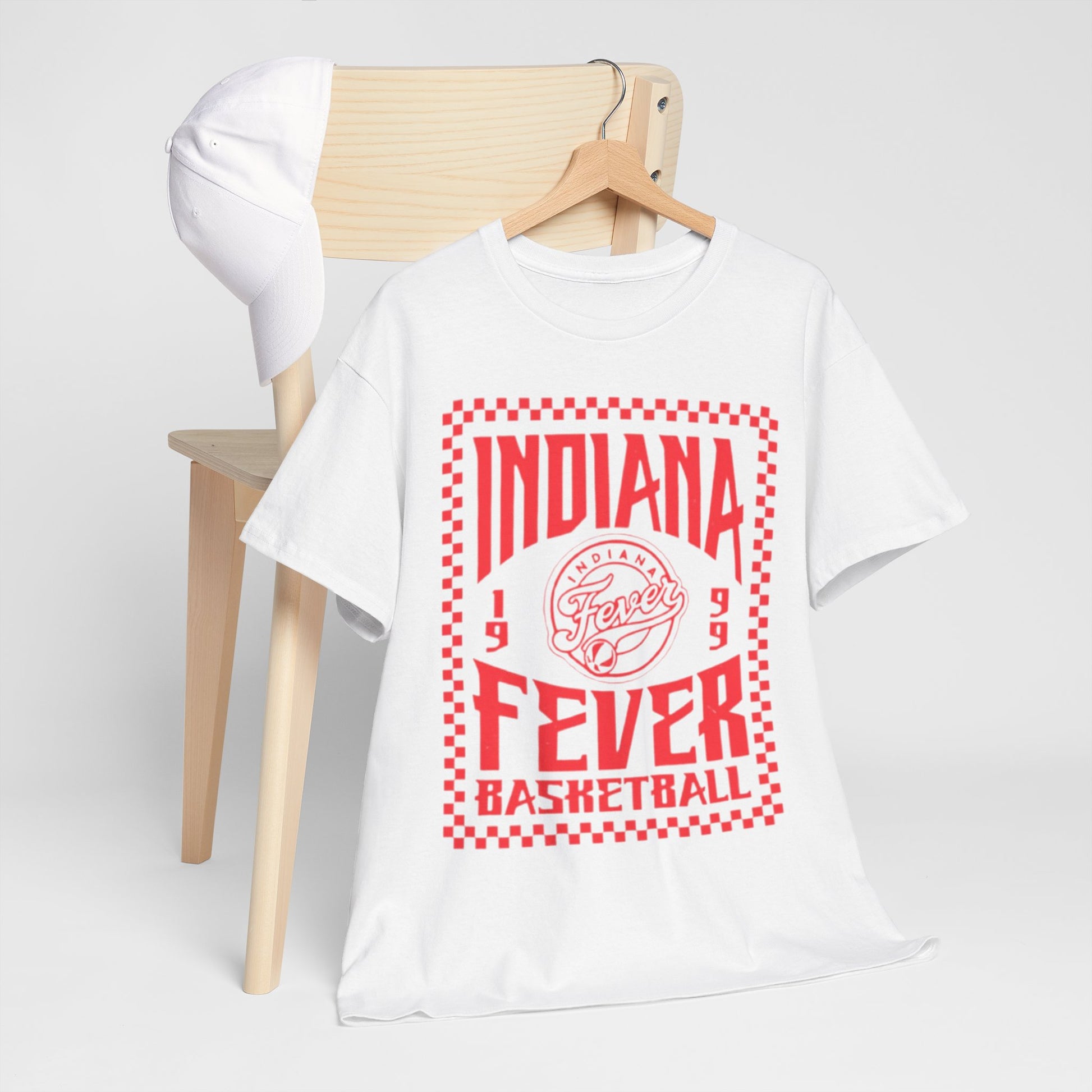 Lavender Indiana Fever Basketball Tee — Retro Red Checkerboard Team Shirt