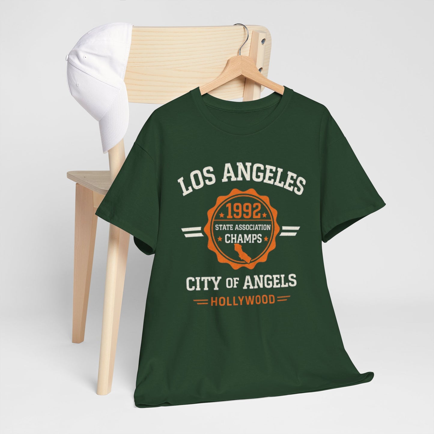 Los Angeles 1992 City of Angels Graphic T-Shirt – Vintage Hollywood Streetwear Tee
