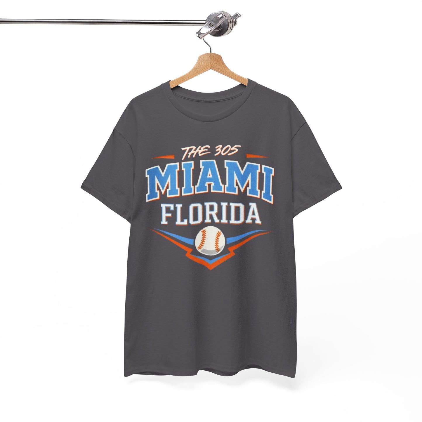 White Smoke Miami Florida 305 Baseball T-Shirt — Retro Sports Tee