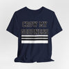 Dark Slate Gray Chicago Crow My Goodness Tee — Vintage Striped Graphic T‑Shirt