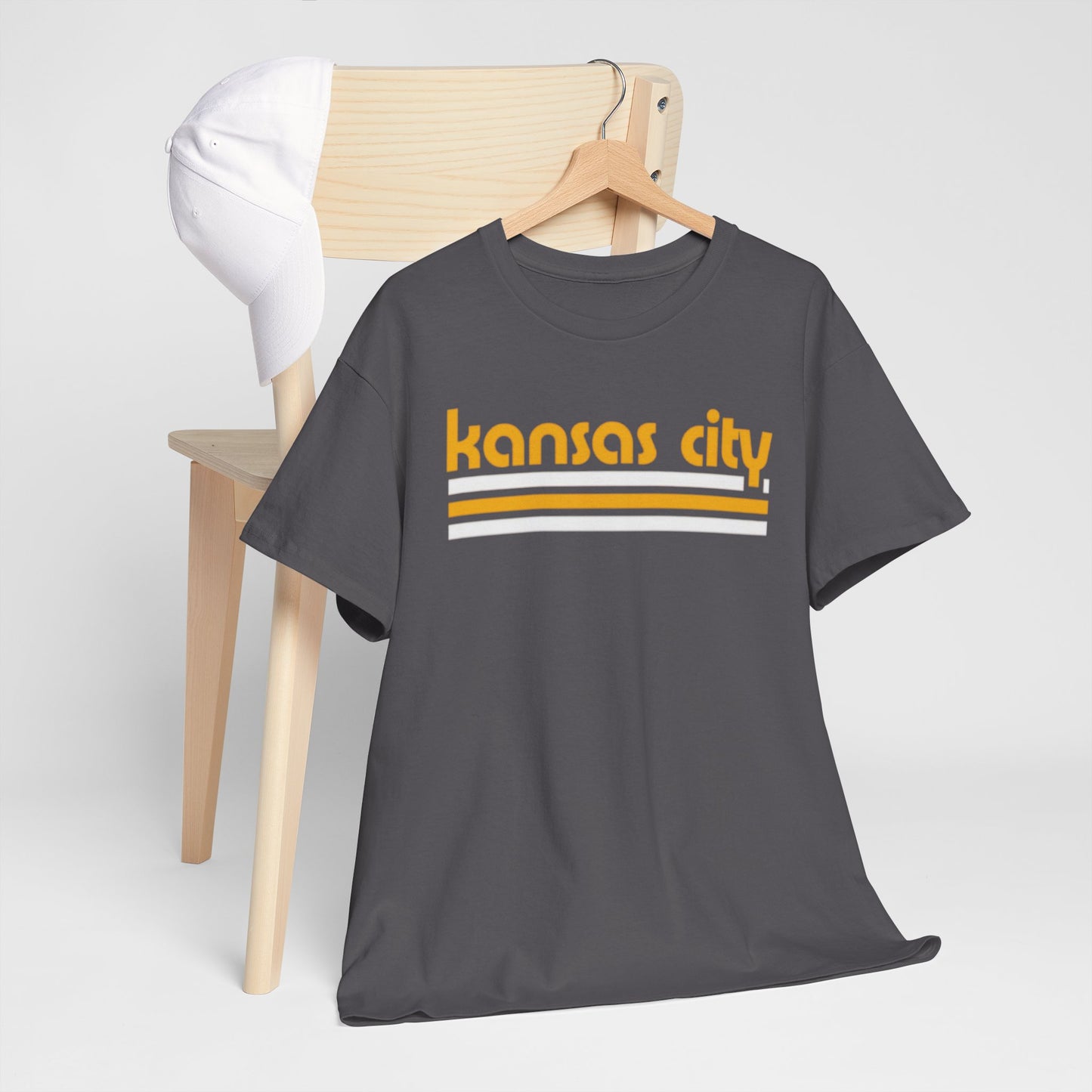 Dim Gray Kansas City Retro Tee — Vintage Striped City T‑Shirt