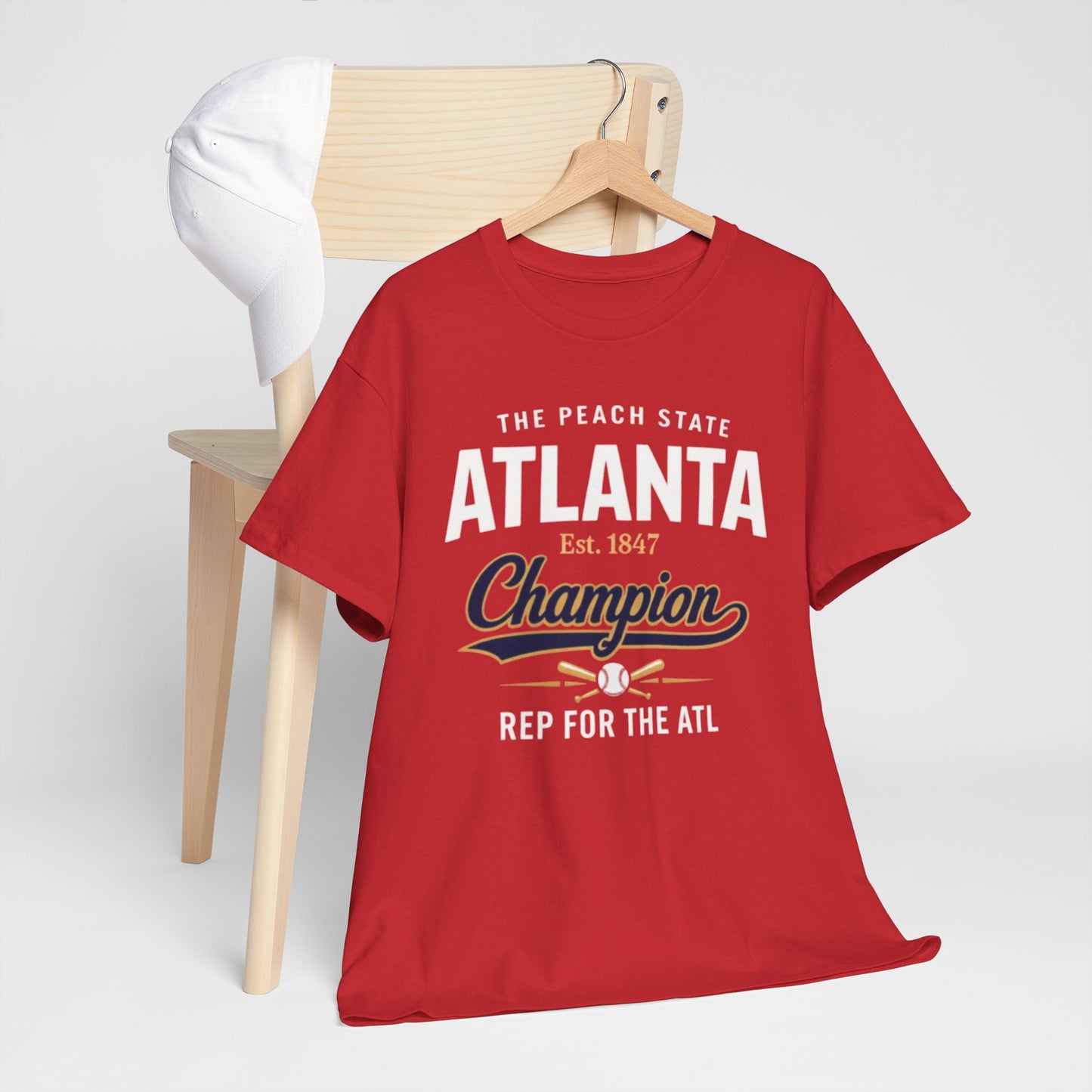 Firebrick Atlanta Champion T-Shirt — The Peach State "Rep for the ATL" Graphic Tee