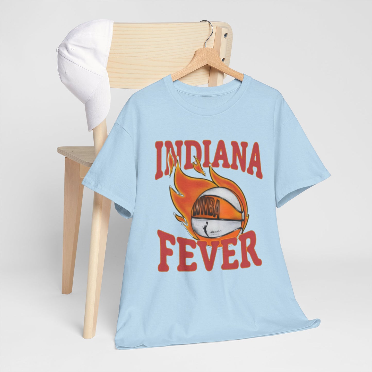 Lavender Indiana Fever Basketball Tee — Retro Flaming Ball Design