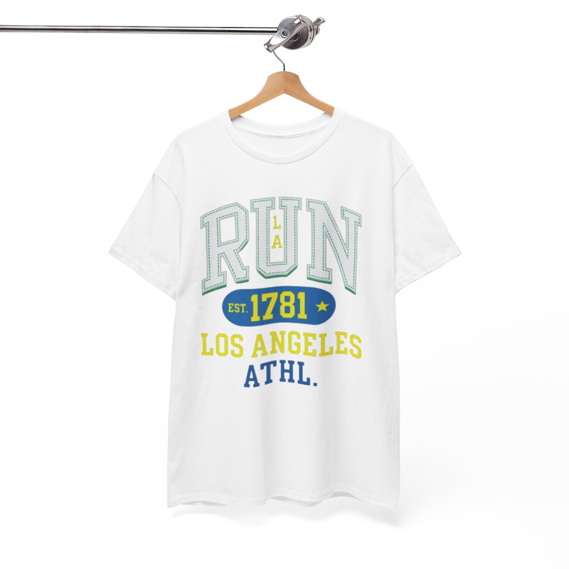 White Smoke Run Los Angeles Athletic Tee — Vintage Collegiate Running Shirt (Est. 1781)