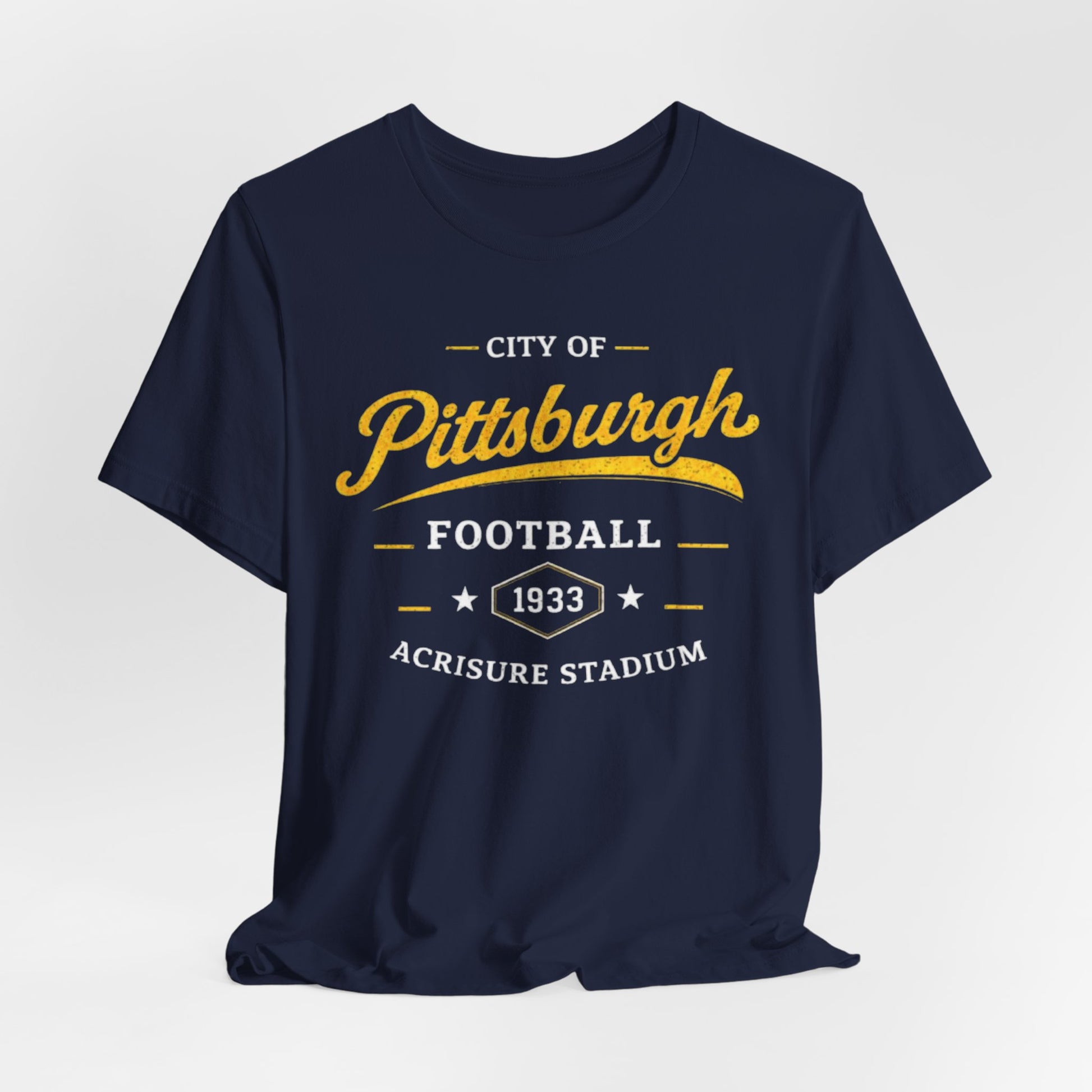 Dark Slate Gray Pittsburgh Football Tee - City of Pittsburgh 1933 Acrisure Stadium T‑Shirt