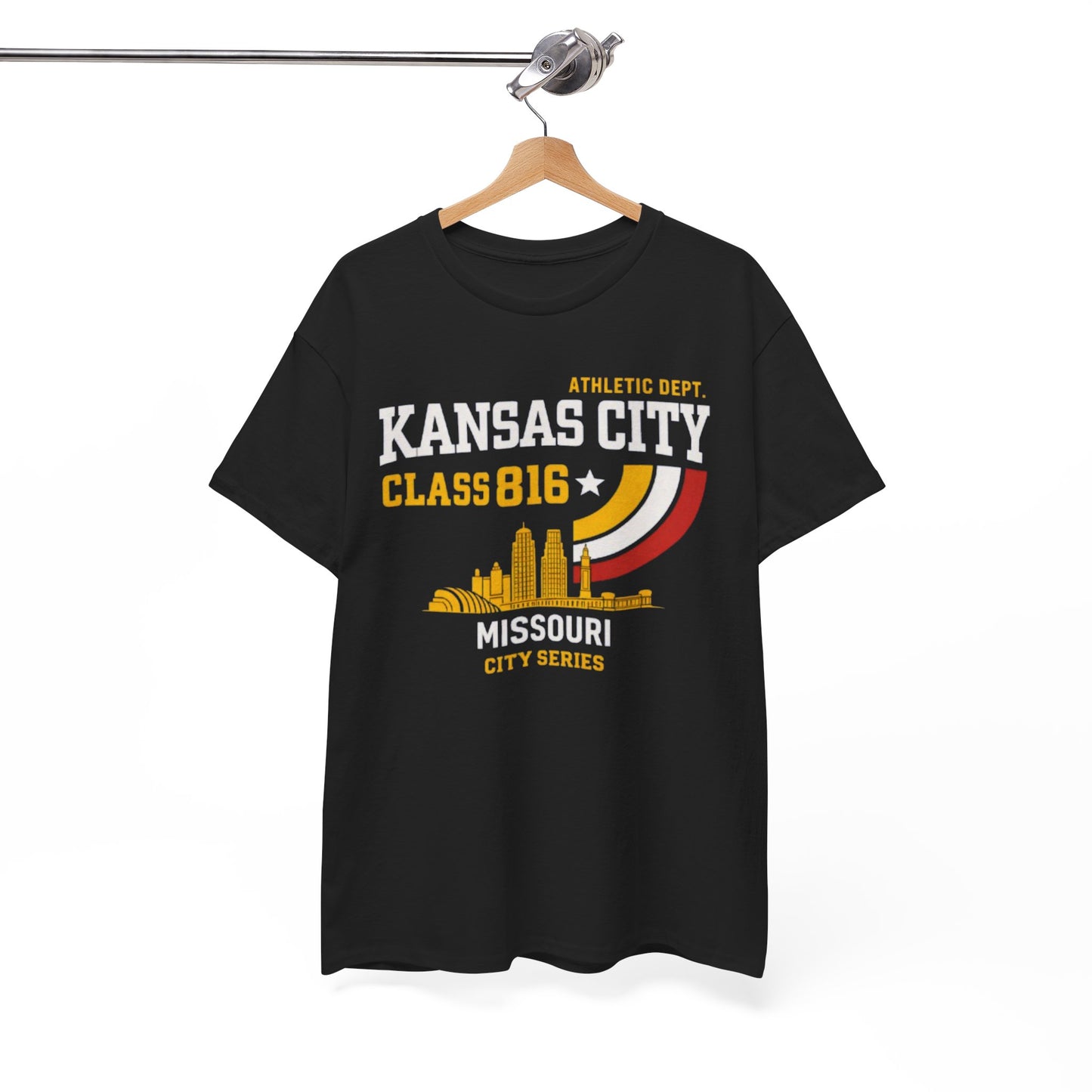 White Smoke Kansas City Class 816 T-Shirt — Missouri City Skyline Retro Athletic Tee