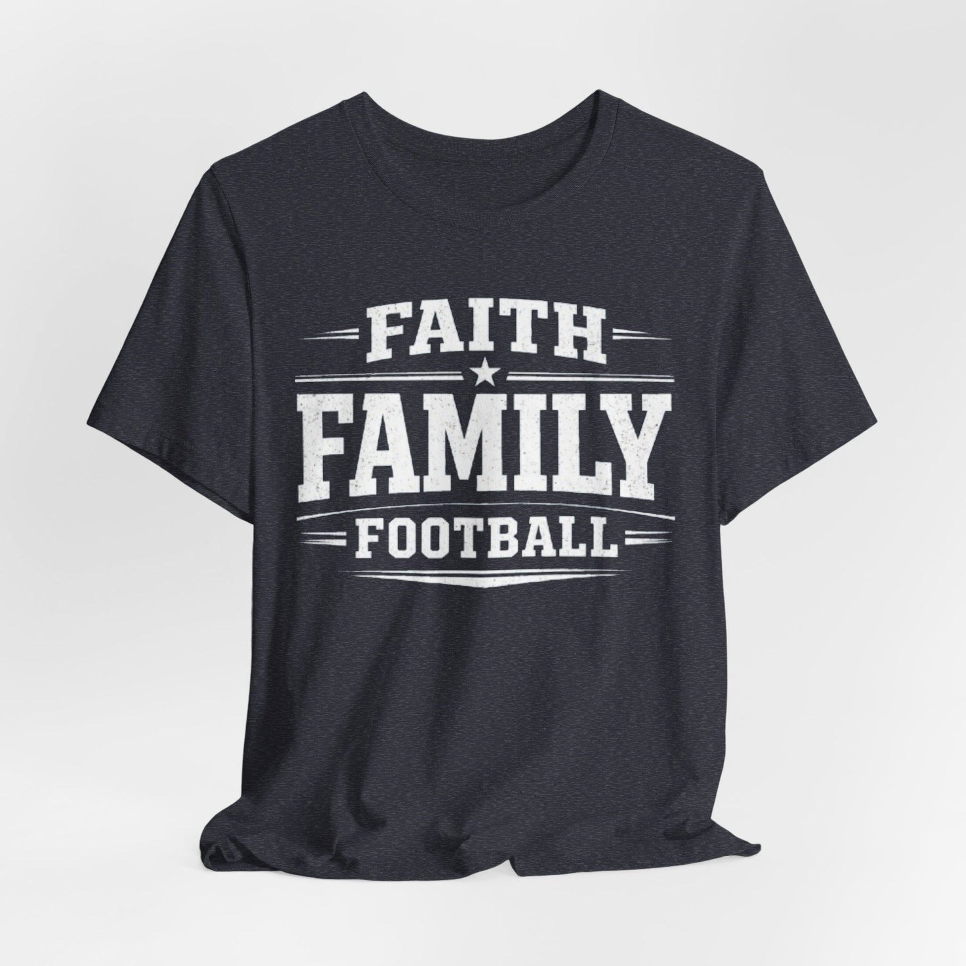 Dark Slate Gray Faith Family Football Shirt – Texas Dallas Game Day Christian Football T Shirt