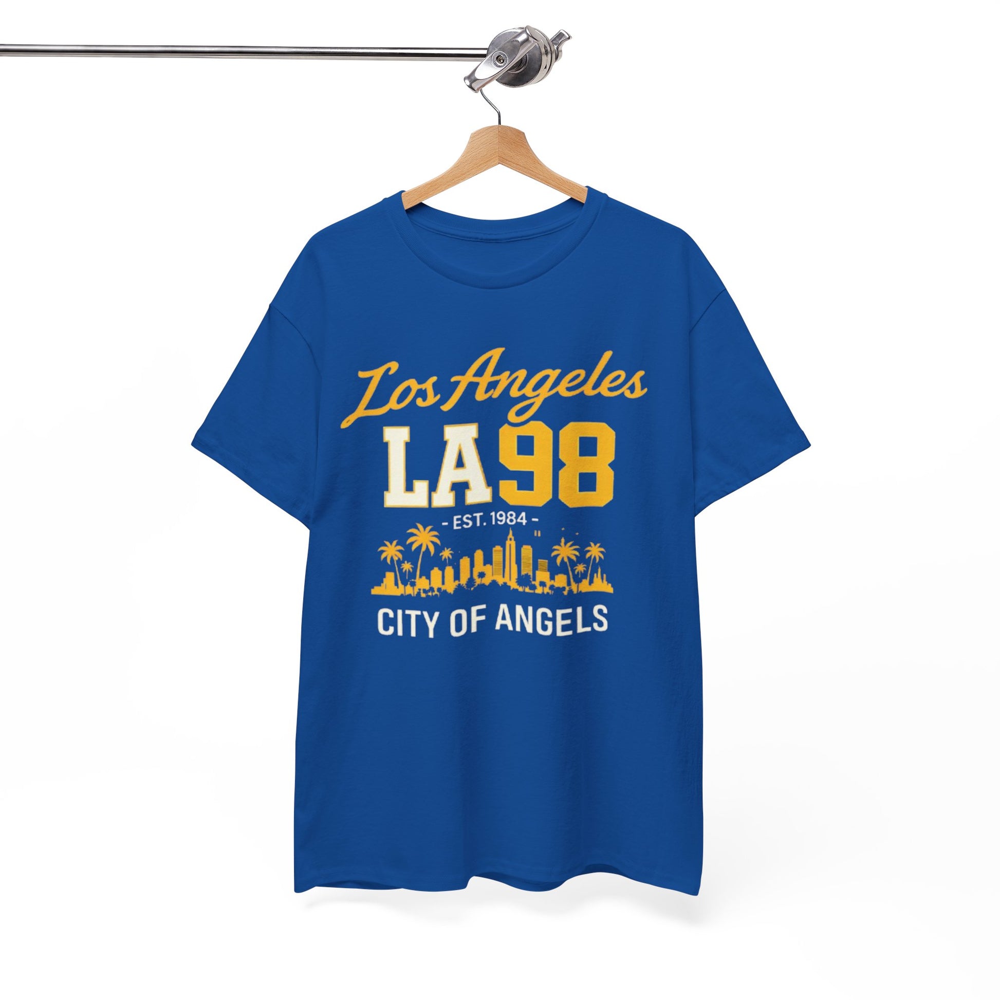 White Smoke Los Angeles LA 98 'City of Angels' T-Shirt vintage script bold varsity numbers tee