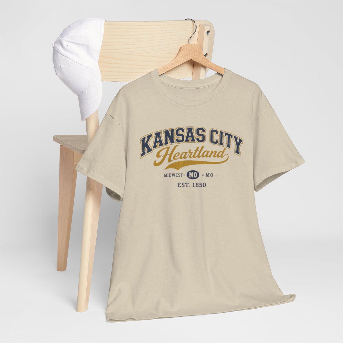 Gray Kansas City Heartland Tee — Vintage Midwest Est. 1850 Cotton Shirt