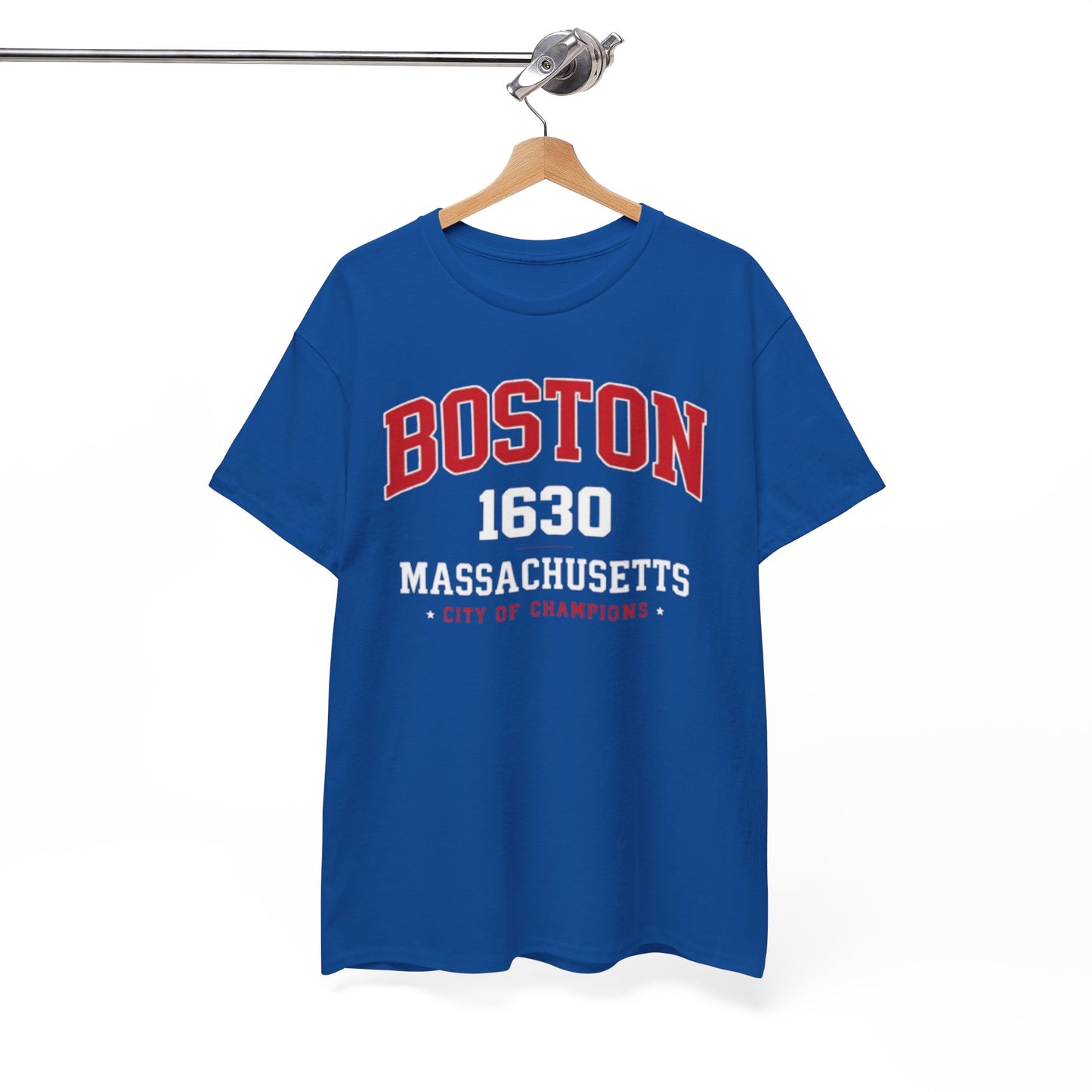 White Smoke Boston 1630 Massachusetts T‑Shirt — City of Champions Vintage Collegiate Tee