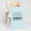 Lavender Cowboys Football Repeat Graphic Tee — Bold Layered Team Shirt