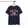 White Smoke Boston 1630 Massachusetts T‑Shirt — City of Champions Vintage Collegiate Tee