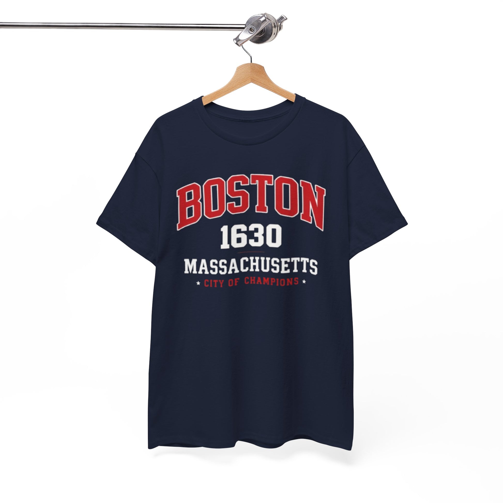 White Smoke Boston 1630 Massachusetts T‑Shirt — City of Champions Vintage Collegiate Tee
