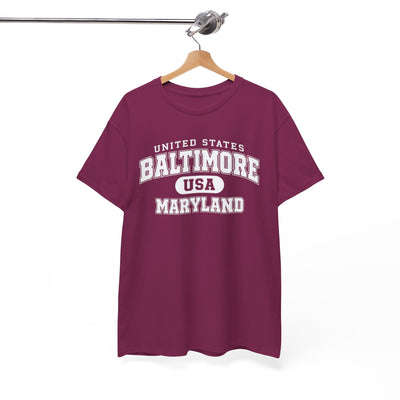 Baltimore Maryland USA Vintage Collegiate T-Shirt athletic typography varsity lettering Tee – breathable comfort wear, football shirt, image 1.0