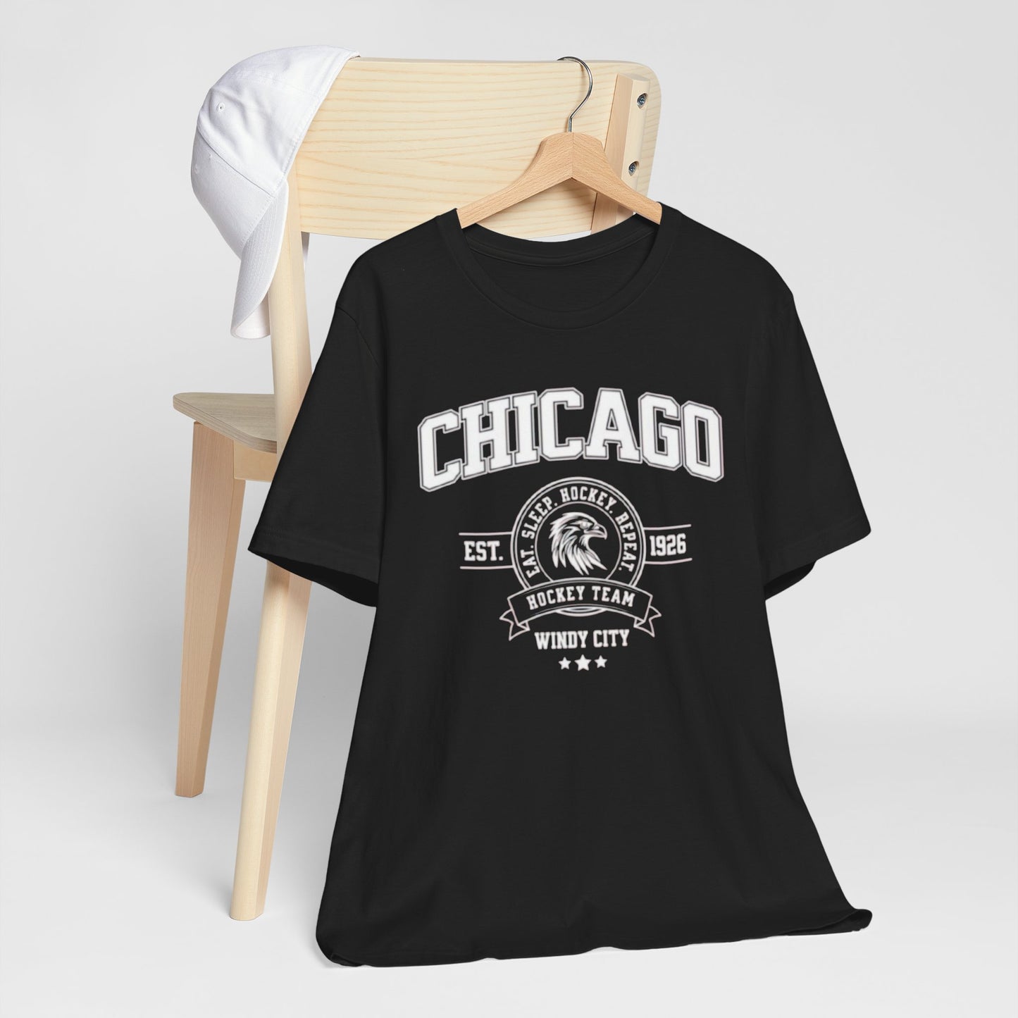 Dark Slate Gray Chicago Hockey Team Tee — Windy City Vintage Hockey Shirt