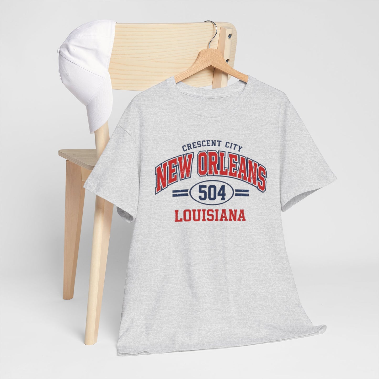 Light Gray New Orleans 504 Louisiana T-Shirt — Crescent City Vintage Sports Tee