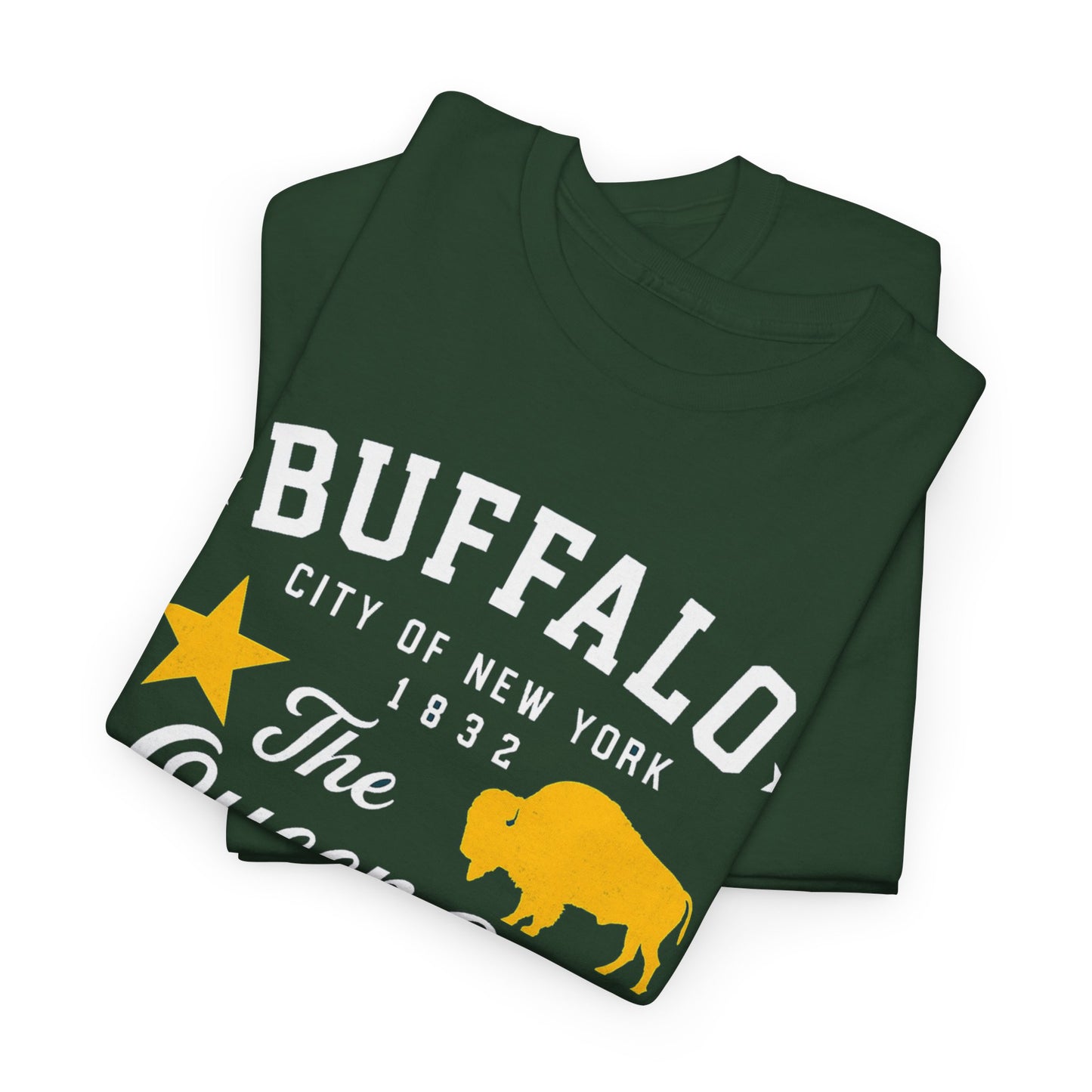 Buffalo City T‑Shirt – Gold Star & Bison Graphic Tee