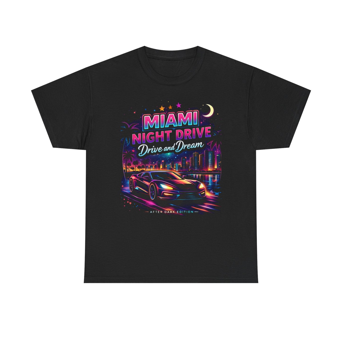 Dark Slate Gray Miami Nights Drive and Dream Graphic T-Shirt – Neon City Oversized Streetwear Tee