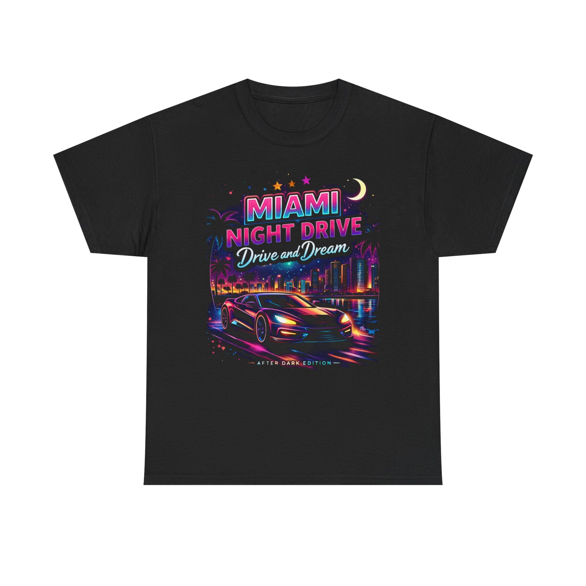 Dark Slate Gray Miami Nights Drive and Dream Graphic T-Shirt – Neon City Oversized Streetwear Tee