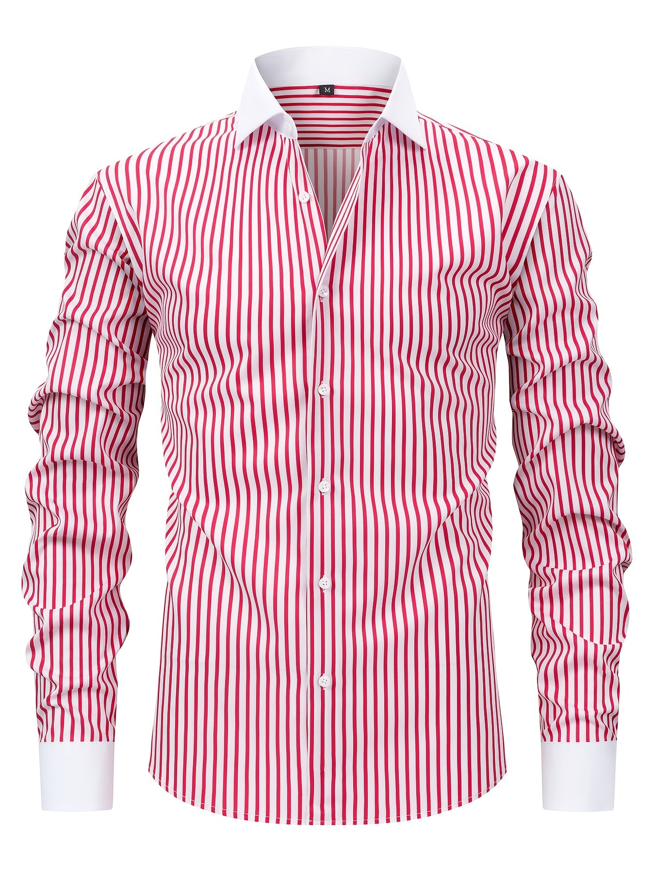 Men'S Osha Collar Color-Blocked Long-Sleeve Shirt, New 2025 Digital Print Striped Business Casual Fashion, Finely Tailored Regular Fit, Breathable And Comfortable Fabric, Trendy And Unique, Perfect As a Holiday Gift for Men'S