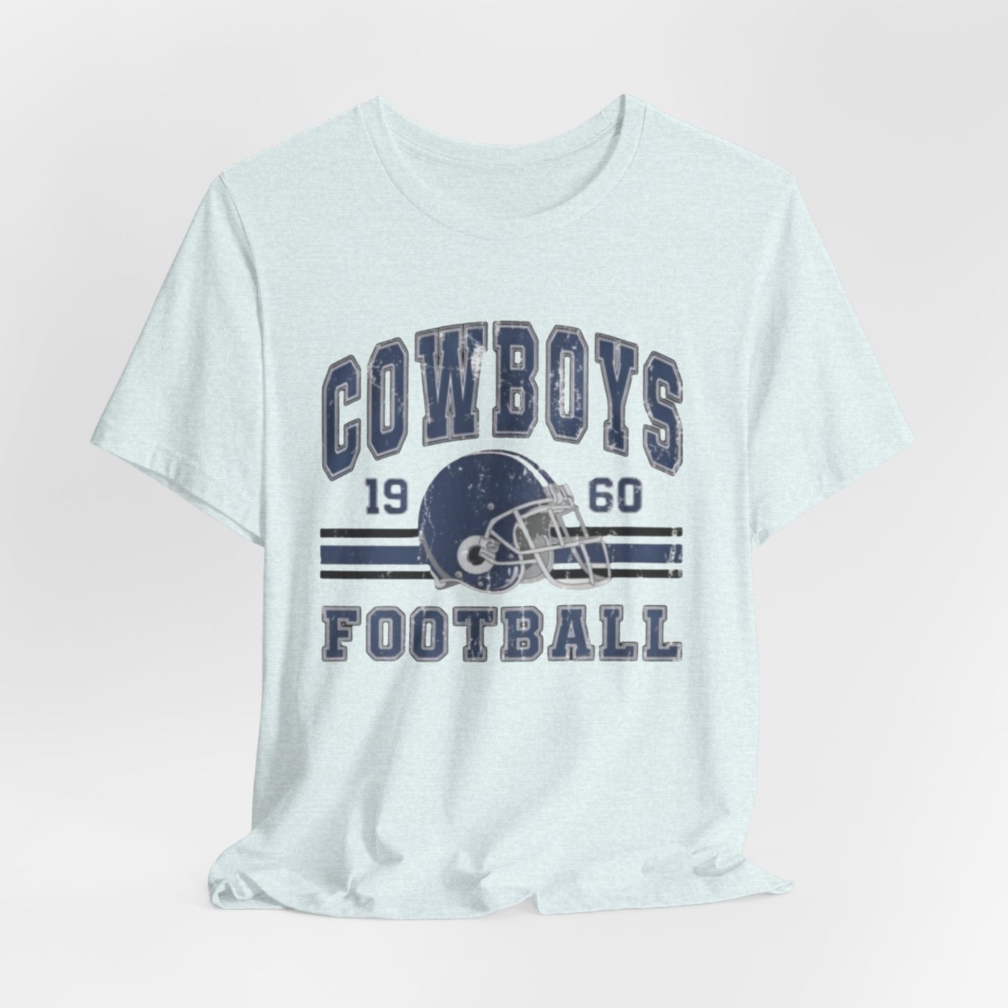 Lavender Cowboys Football Tee — Retro 1960 Helmet Short Sleeve Shirt