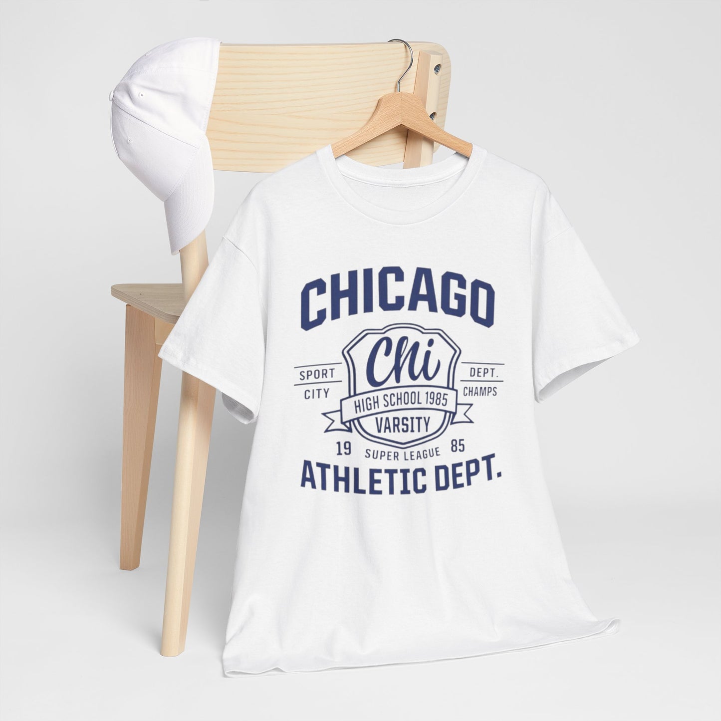 Lavender Chicago Athletic Dept. Tee — Varsity Chi Vintage Sports T‑Shirt