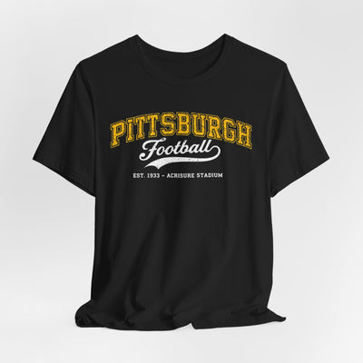 Black Pittsburgh Football Tee — Vintage Collegiate Crewneck